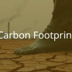 A conceptual image of a carbon footprint, symbolized by a large dark footprint on cracked earth, with smokestacks in the background emitting greenhouse gases, muted earth tones, realistic.