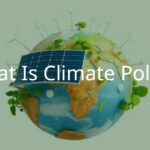 A globe with green energy icons like wind turbines and solar panels, vibrant and futuristic, symbolizing climate policy and sustainability.