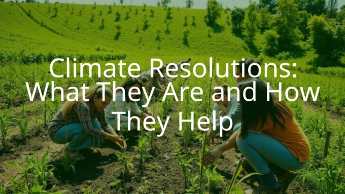 A diverse group of people planting trees in a sunny green field, symbolizing climate action and sustainability, bright and hopeful atmosphere, realistic style.