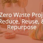 A creative DIY zero waste project setup with repurposed items like an old t-shirt being turned into a shopping bag and braided plastic bags, bright and inviting workspace, sustainable lifestyle theme, illustrative style.