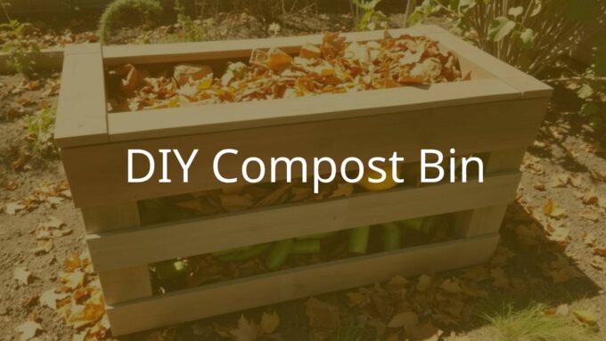 DIY compost bin made from wooden pallets, filled with organic waste like vegetable scraps and leaves, in a backyard garden setting, bright and natural lighting, realistic.
