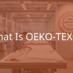 A textile factory with sustainable practices, workers checking fabric for harmful substances, OEKO-TEX® certification label visible, clean and eco-friendly environment, realistic style.