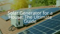 A modern solar generator system with solar panels on a sunny rooftop, powering a house with clean energy, realistic style.