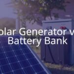 Solar generator and battery bank side by side, green energy, outdoor setting, sunlight, realistic