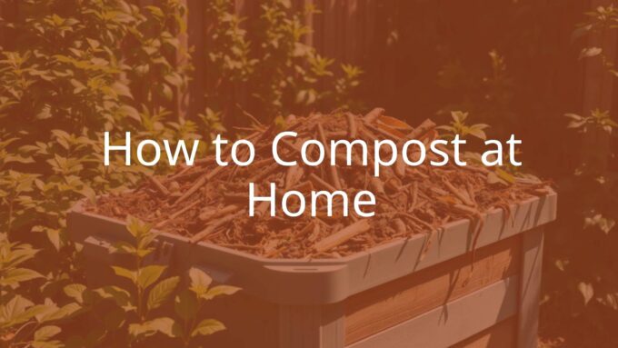 A backyard compost bin filled with food scraps and garden waste, surrounded by lush green plants, sunny day, realistic.