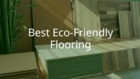 Eco-friendly flooring materials on display, bamboo, cork, and reclaimed wood, natural light, green and earthy tones, realistic.