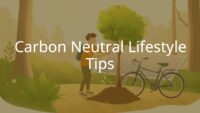 A serene illustration of a green lifestyle, featuring a person planting a tree, solar panels, and a bicycle, soft natural lighting, eco-friendly vibe.