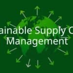Sustainable supply chain concept, green earth with interconnected arrows forming a network, eco-friendly vibe, clean and modern.