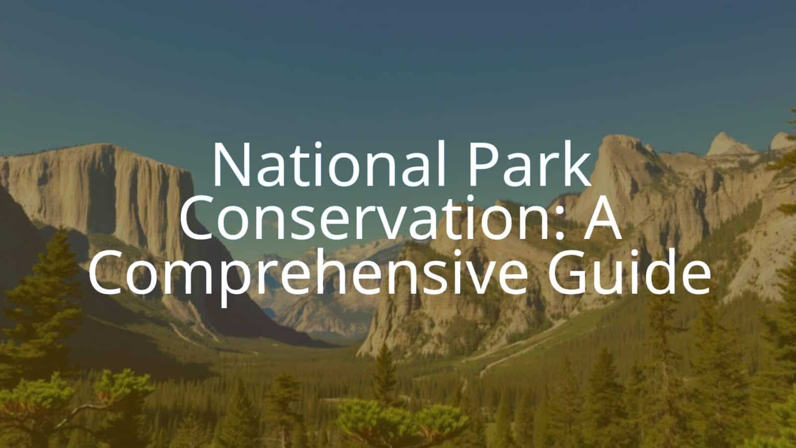 Scenic national park landscape with mountains, trees, and a clear blue sky, realistic and vibrant, showcasing nature conservation.